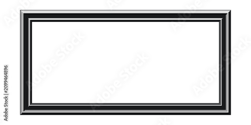 Tableau sur toile Black and silver rectangular frame with a white background presented as a three