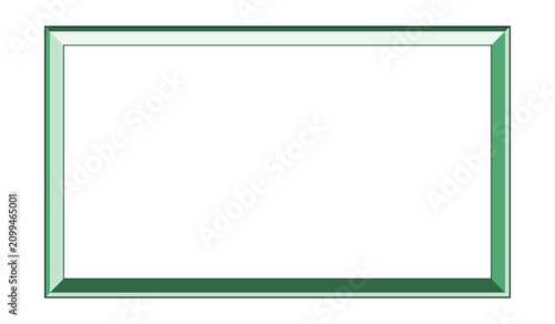 Green rectangular frame with a flat shaded appearance against a white background border outline shape geometric transparent borderline contour