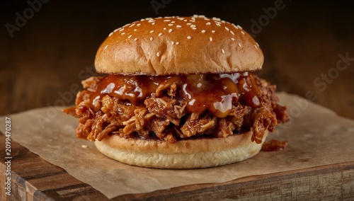 Perfectly Cooked Pulled Pork Sandwich With Barbecue Sauce