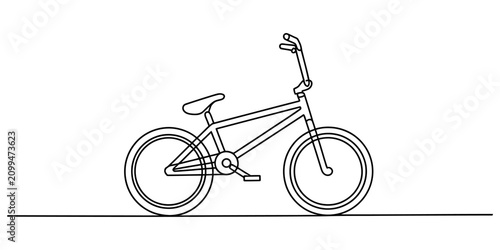 Simple line drawing of a bmx bicycle for kids and adults isolated on a plain background for creative design projects and sports illustrations Vector, illustration