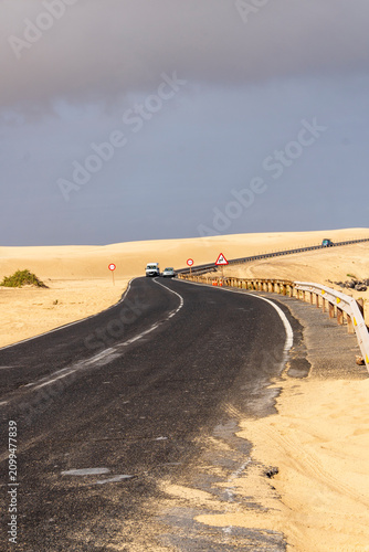 Fuerteventura island Canary islands Spain. Corralejo Natural Park has beaches with strong winds and dunes, such as El Moro.