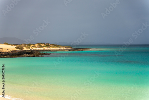 Fuerteventura island Canary islands Spain. Corralejo Natural Park has beaches with strong winds and dunes, such as El Moro.