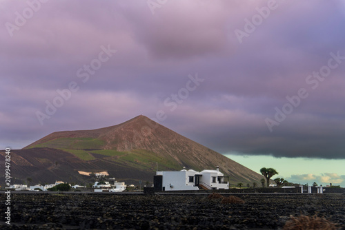 Lanzarote island in green in an unususaly rainy winter  province of Las Palmas Canary islands Spain