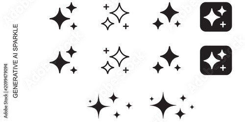 Simple Generative AI Sparkle Icon Set