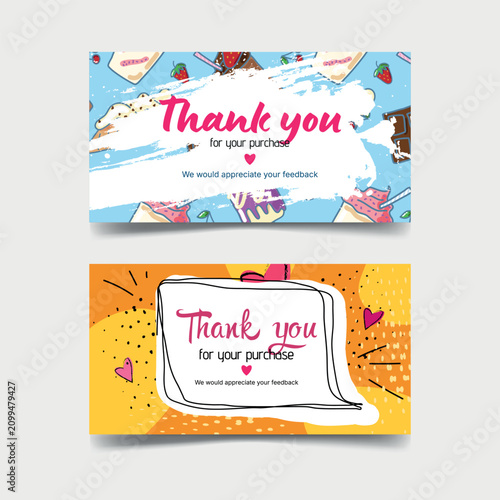 Colorful Thank You Card Templates for Small Business with Sweet Dessert Backgrounds