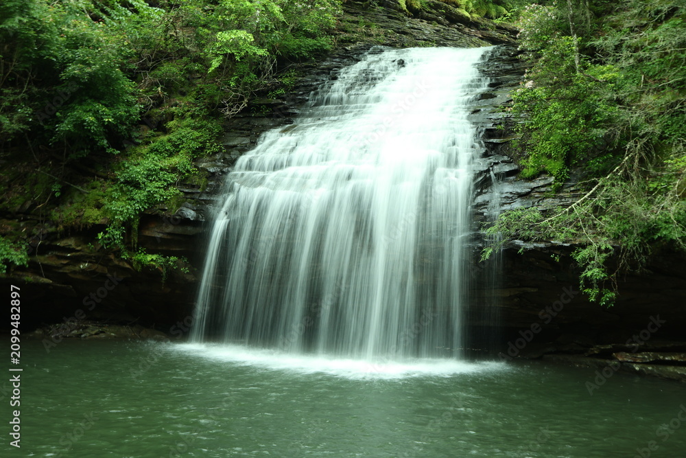 Obraz premium Stinging Fork Falls cascading into a serene forest pool in Tennessee