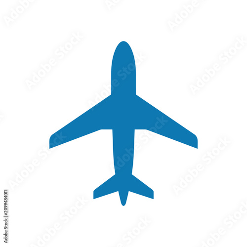 Blue airplane top view icon vector illustration
