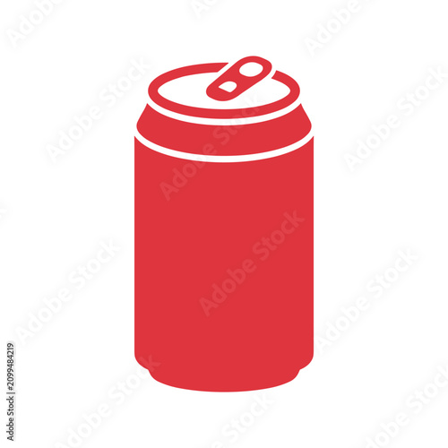 Red soda can flat vector icon representing cold beverage, aluminum container, and refreshing fizzy drink