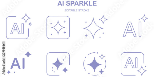Foto AI generation icon set , Artificial intelligence, Generative AI logo icon sparkl
