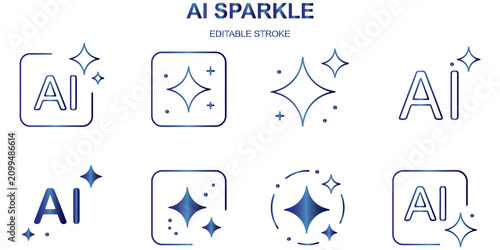 Foto AI generation icon set , Artificial intelligence, Generative AI logo icon sparkl
