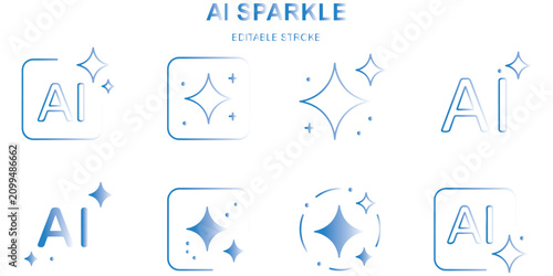 Fotografie AI generation icon set , Artificial intelligence, Generative AI logo icon sparkl
