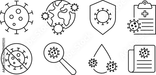Tableau sur toile Set of virus and pandemic icons