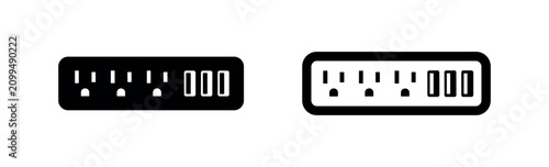 Foto Power strip or surge protector icon, electrical outlet and charging device symbo