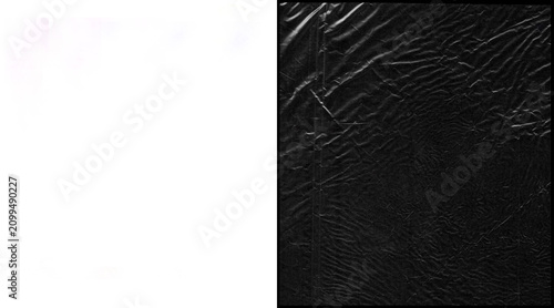 Tableau sur toile Crumpled black plastic texture background, wrinkled dark synthetic material surf