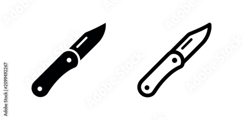 Tableau sur toile Pocket knife icons in glyph and outline style, symbolizing utility, survival, and outdoor activities