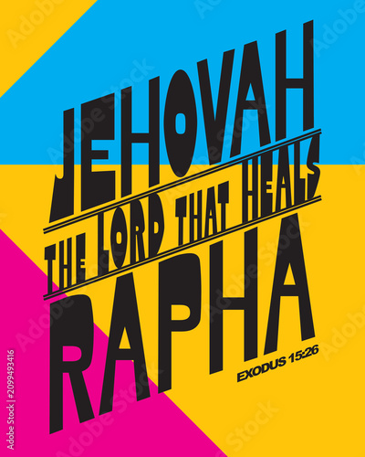 Canvas Print Jehovah Rapha - The LORD That Heals; Retro Christian Poster Design