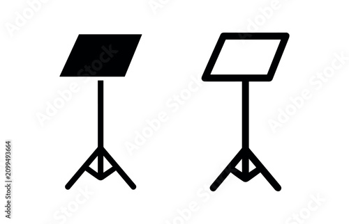 Obraz na plátne Sheet music stand tripod icon set