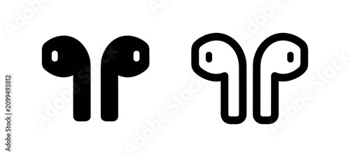 Schilderij op canvas Wireless earbuds icon vector