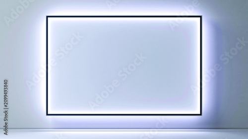 Modern rectangular led wall light frame with glowing backlight