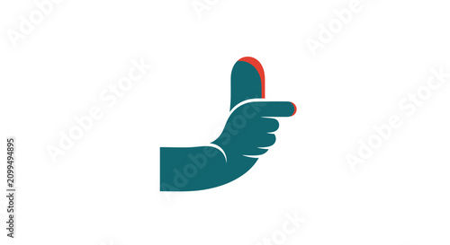 Canvastavla Teal pointing hand icon with red fingertip