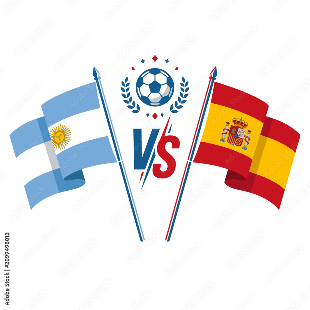 Fototapeta premium Argentina vs Spain Soccer Team Championship, Final Football Match Design