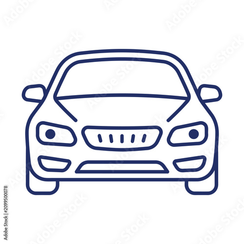 Modern passenger car front view outline icon with automobile, transportation