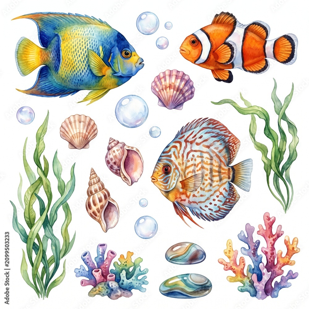 Fototapeta premium Vibrant ocean fish and sea life.