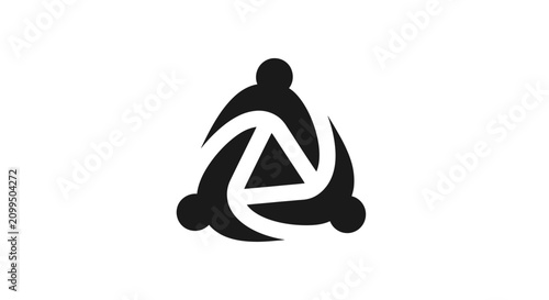 Three people figures forming a triangular circle