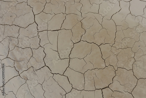 Wide cracked kaolin clay texture with dry earth background