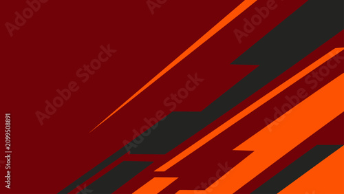 Bild auf Leinwand Dynamic Red and Orange Abstract Stripes with Geometric Angles and Motion