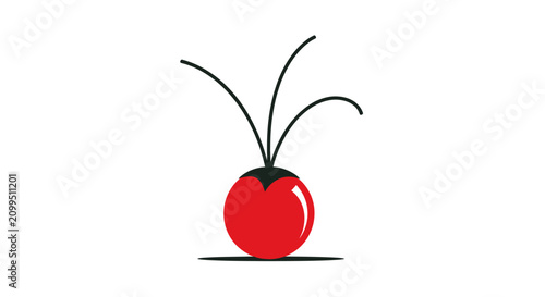 Foto Simple red radish icon with green stems.