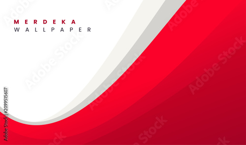Dynamic Red and White Abstract Wave Design for Merdeka Wallpaper.