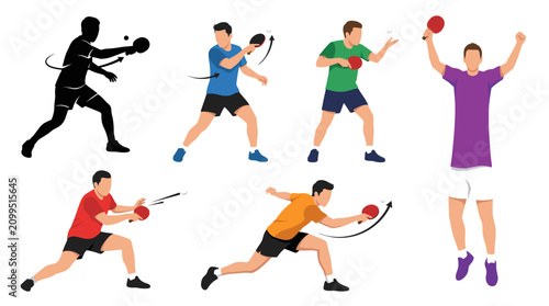 Foto Professional vector collection featuring different table tennis player action po