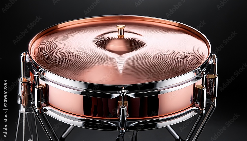 Fototapeta premium professional timpani with polished rose gold outer shell detailed tension rods and robust black pedestal stand