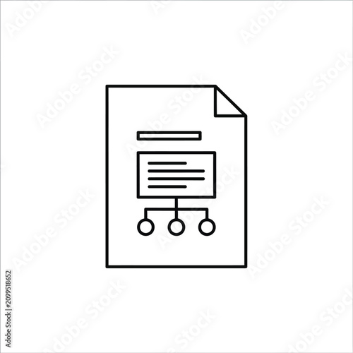 A document with a flowchart and text is depicted in a simple line drawing.