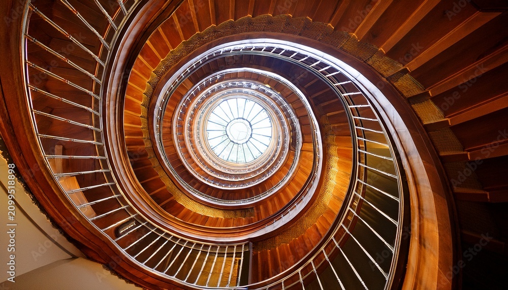 Fototapeta premium low angle view of spiral staircase