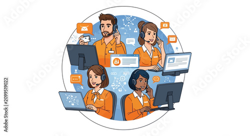 A diverse group of people working on computers.