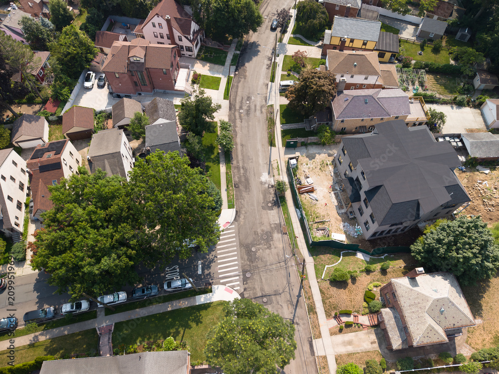 Fototapeta premium Aerial view of suburban neighborhood housing development