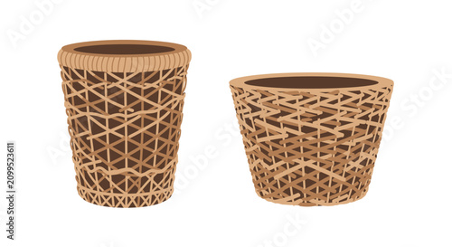 Foto Set of Woven Rattan Baskets for Home Storage and Decoration