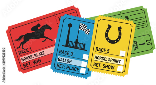 Colorful Horse Racing Betting Tickets Collection