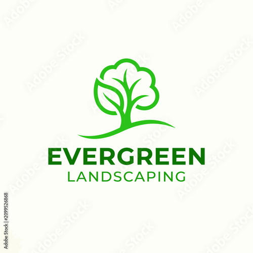 Evergreen landscaping company logo design.