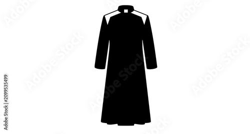 фотографія Minimalist clergy cassock robe icon with white collar vector illustration