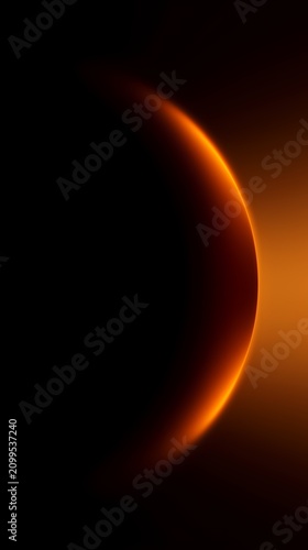 Warm Glowing Orange Crescent Light Abstract on Black Background
