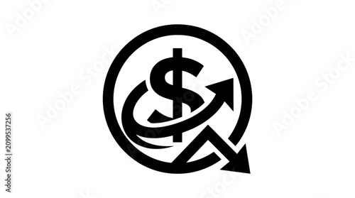Dollar sign currency growth and decline symbol
