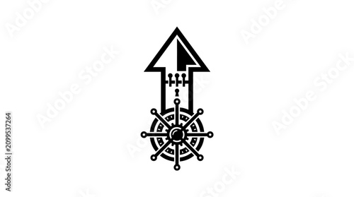 Growth arrow and steering wheel icon