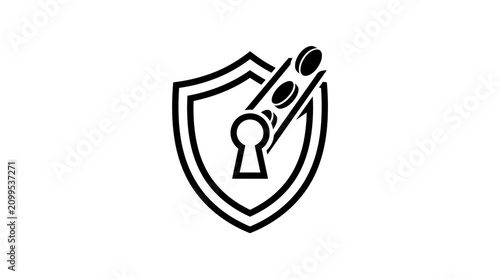 Shield with keyhole and coins icon