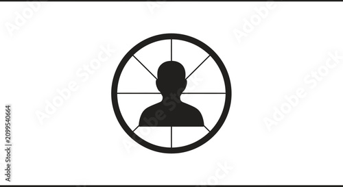 Quadro su tela Target icon with person profile for headhunting focus.