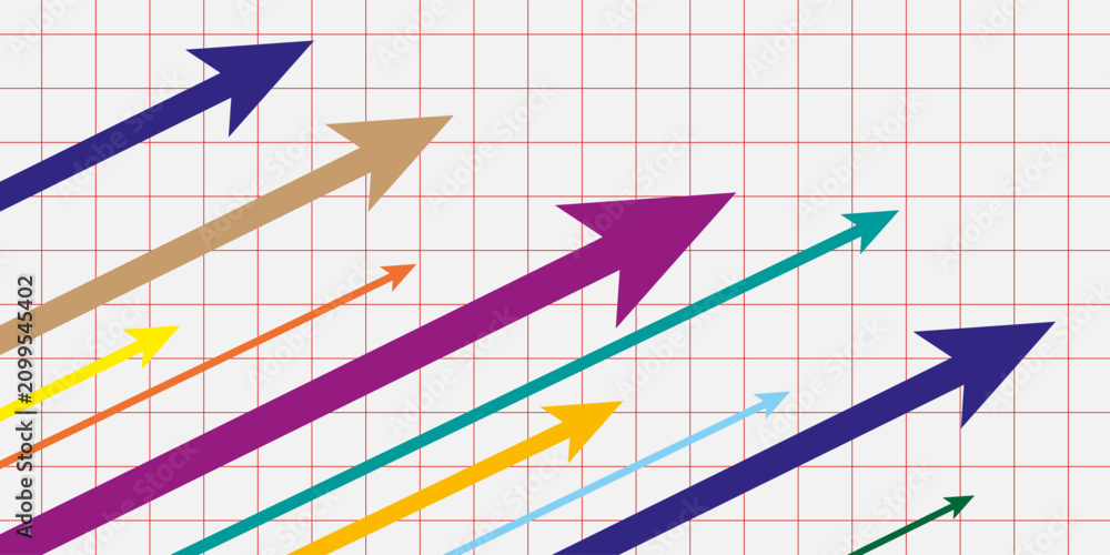 Εκτύπωση καμβά Up arrows inclined graph paper growth rate development background