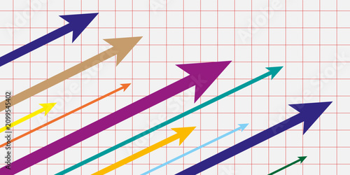 Εκτύπωση καμβά Up arrows inclined graph paper growth rate development background