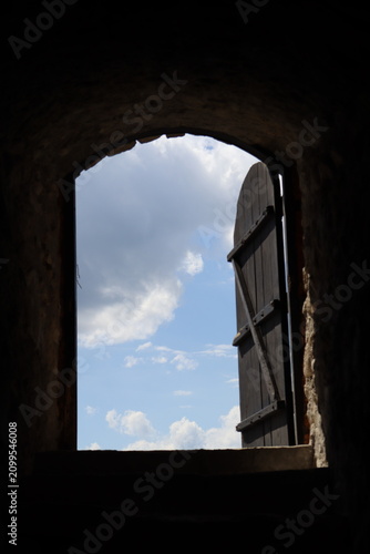 Open doorway from medieval underground fortress